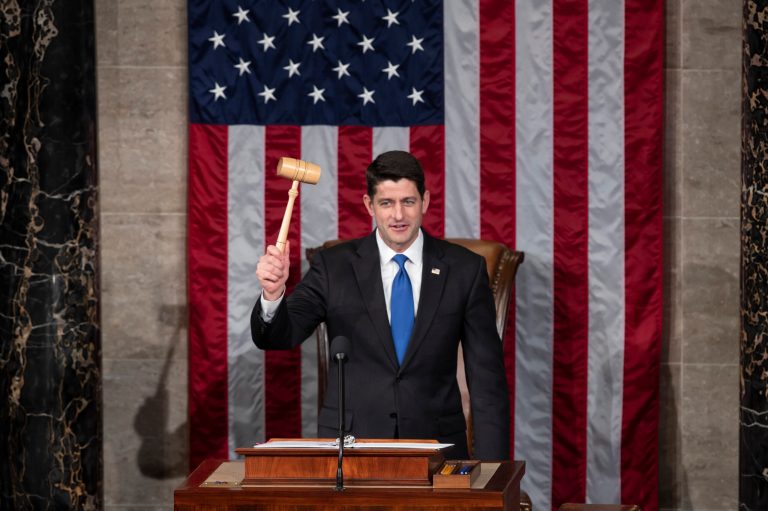 In this file photo from Tuesday, Jan. 3, 2017, Speaker of the House Paul Ryan, R-Wis., raises the gavel at the start of the 115th Congress, at the Capitol in Washington. The Republicans will relinquish the majority to House Democrats under leadership of Nancy Pelosi as speaker on Thursday, Jan. 3, 2019, beginning a new era of divided government.
