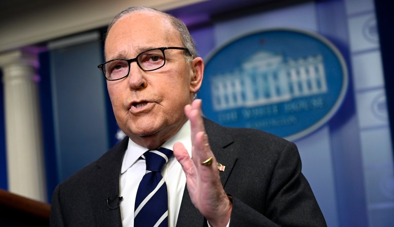 White House National Economic Council Director Larry Kudlow speaks to reporters in the briefing room of the White House in Washington, Tuesday, Jan. 22, 2019.