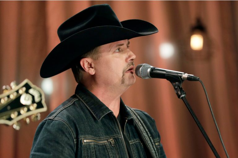 FILE - In a Dec. 13, 2016 file photo, John Rich of the country music duo Big & Rich performs a song during a taping for Dolly Parton's Smoky Mountain Rise Telethon in Nashville, Tenn.  (AP Photo/Mark Humphrey, File)