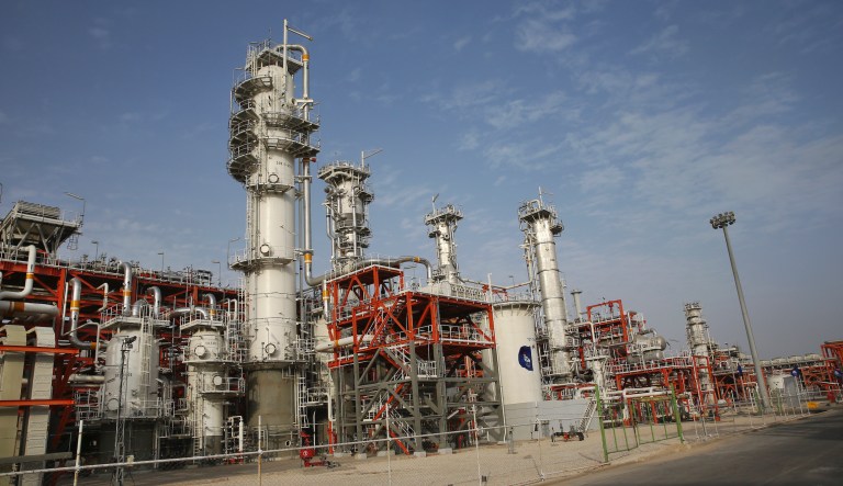 This March 16, 2019 file photo, shows a natural gas refinery at the South Pars gas field on the northern coast of the Persian Gulf, in Asaluyeh, Iran. China's state oil company has pulled out of a $5 billion deal to develop a portion of Iran's massive offshore natural gas field, the Islamic Republic's oil minister said Sunday, Oct. 6, 2019, an agreement from which France's Total SA earlier withdrew over U.S. sanctions.