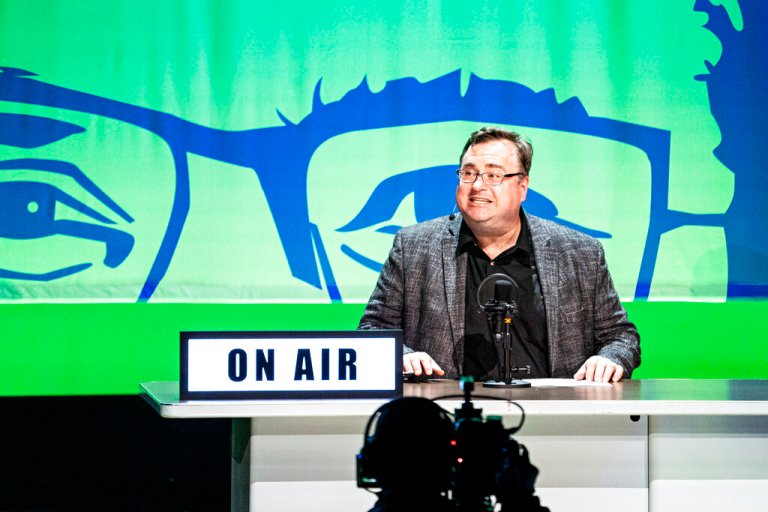 Reid Hoffman seen during a live recording of the hit podcast 