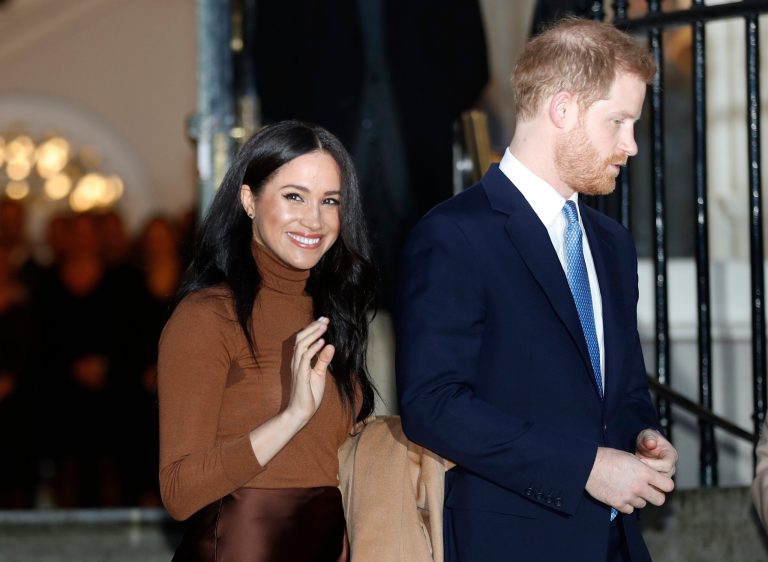Britain's Prince Harry and Meghan, Duchess of Sussex, leave after visiting Canada House in London in January. They are to no longer use their HRH titles.