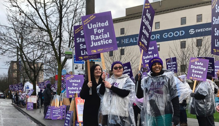 Striking nurses close down two emergency rooms in Seattle
