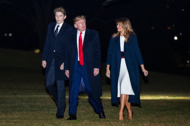 President Trump together with first lady Melania Trump and their son Barron Trump.