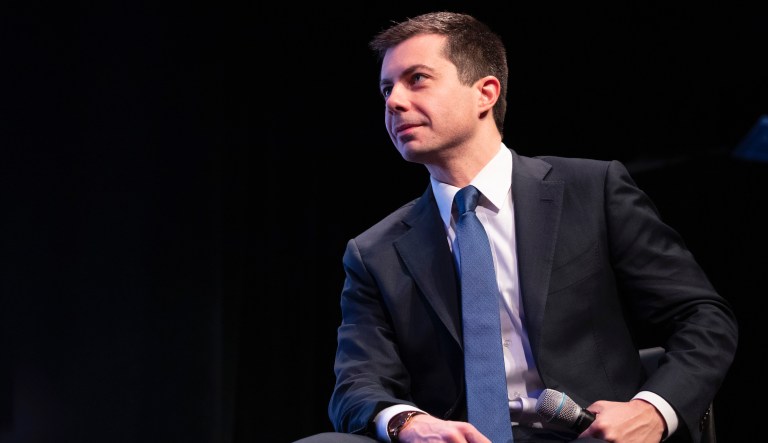 Democratic presidential candidate former South Bend, Ind., Mayor Pete Buttigieg speaks during the New Hampshire Youth Climate and Clean Energy Town Hall, Wednesday, Feb. 5, 2020, in Concord, N.H.