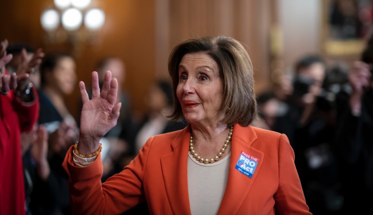 Speaker of the House Nancy Pelosi, D-Calif., meets with organized labor groups on the morning after a divisive State of the Union with President Donald Trump, at the Capitol in Washington, Wednesday, Feb. 5, 2020.