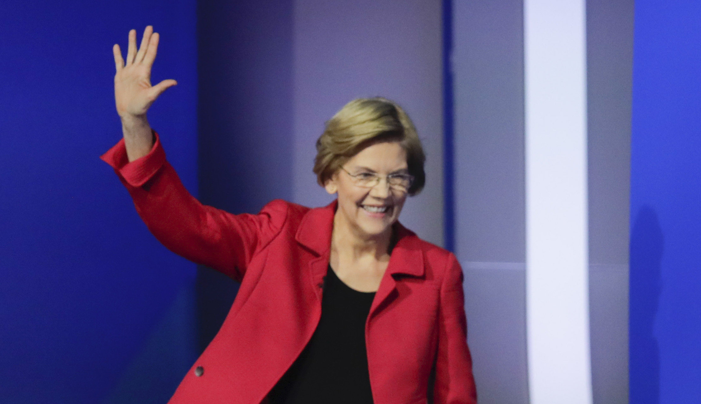 Where did Elizabeth Warren go during the Democratic debate?
