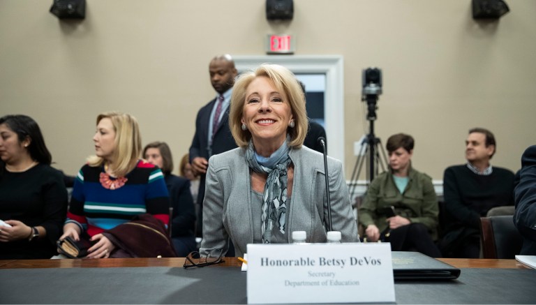 Unions target Betsy DeVos as she defends children