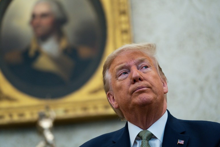 President Donald Trump speaks during a meeting with Irish Prime Minister Leo Varadkar in the Oval Office of the White House, Thursday.