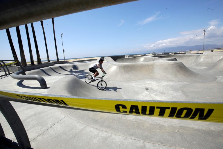 Skaters remove sand poured into iconic skate park, defying California stay-at-home order
