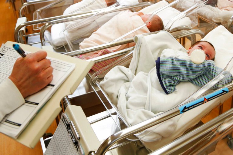 This photo shows newborn babies in the nursery of a postpartum recovery center in upstate New York. 