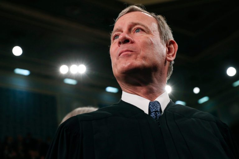 Supreme Court Chief Justice John Roberts arrives before President Donald Trump delivers his State of the Union address to a joint session of Congress in early February. His recent decisions have won him high approval ratings from Democrats.