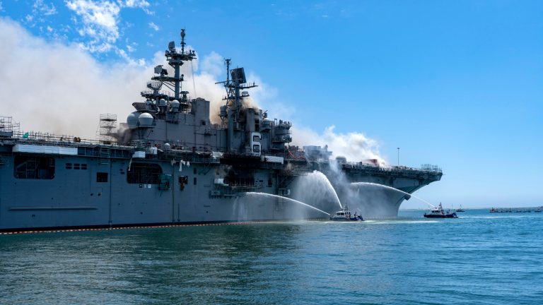 ‘I feel absolutely hopeful’: Sailors try to save $760M Navy ship burning in San Diego harbor