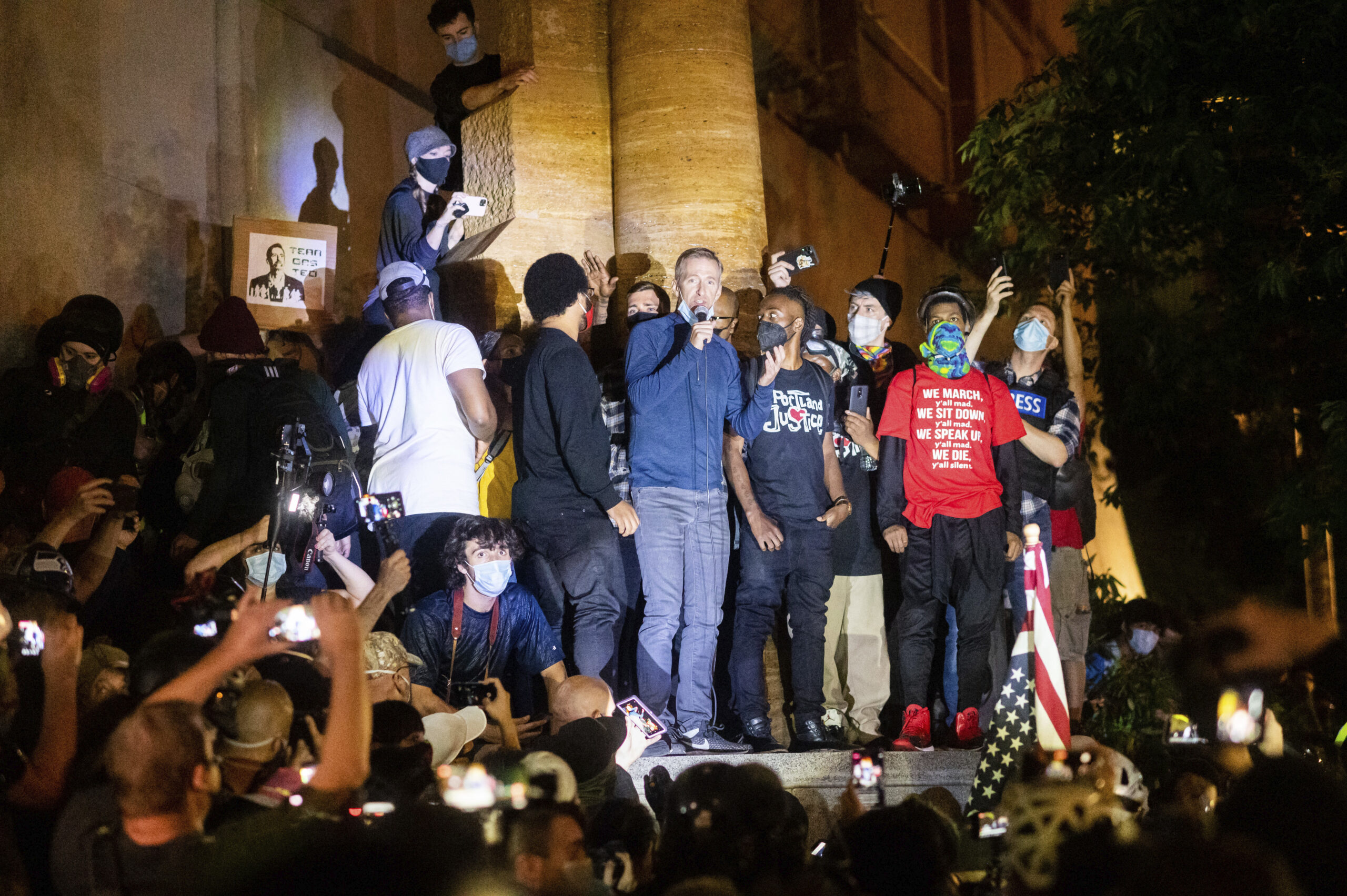 Portland mayor meets with protesters and business groups to discuss police reform, economy