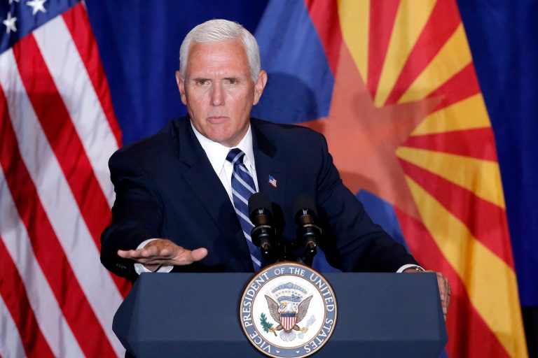 Vice President Mike Pence speaks at the "Latter-Day Saints for Trump" Coalition launch event Tuesday, Aug. 11, 2020, in Mesa, Ariz.