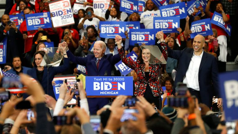In battleground Michigan, races tighten and are too close to call