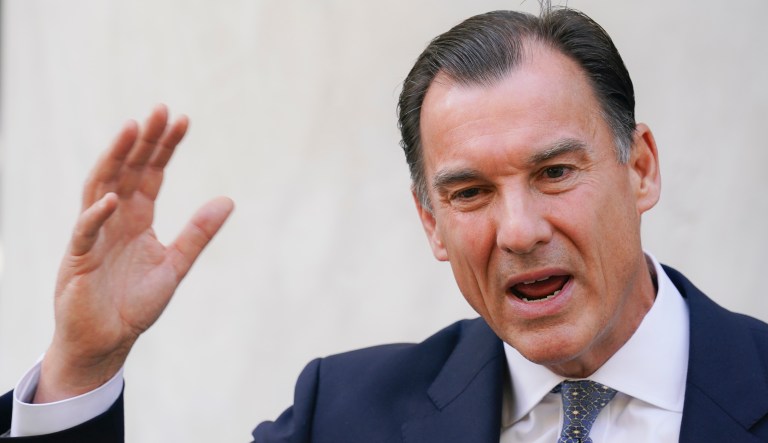 U.S. Rep. Tom Suozzi, D-N.Y., speaks during a news conference outside the USPS Jamaica station, Tuesday, Aug. 18, 2020, in the Queens borough of New York.