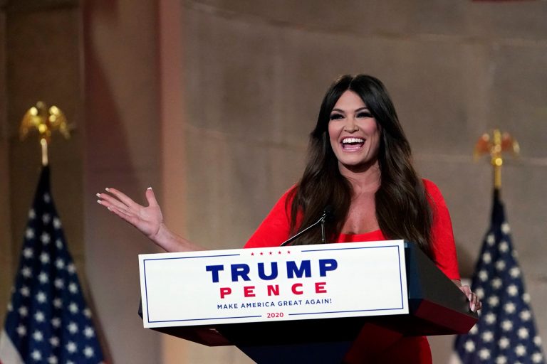 Kimberly Guilfoyle brought the fire in her speech for the first day of the Republican National Convention from the Andrew W. Mellon Auditorium in Washington, Monday.