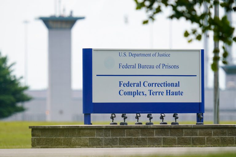 The federal prison complex in Terre Haute, Ind., is shown Friday, Aug. 28, 2020.  (AP Photo/Michael Conroy)