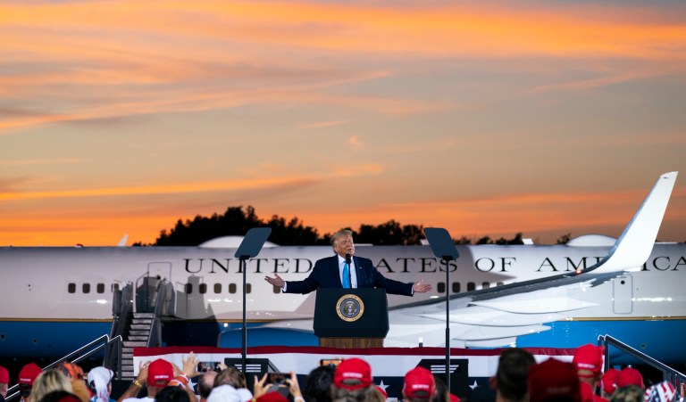 President Donald Trump speaks during a campaign rally at Arnold Palmer Regional Airport, Thursday, Sept. 3, 2020, in Latrobe, Pa.