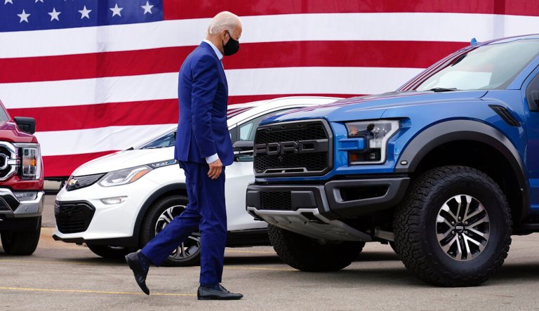 Democratic presidential candidate former Vice President Joe Biden leaves after speaking during a campaign event on manufacturing and buying American-made products at UAW Region 1 headquarters in Warren, Mich., Wednesday, Sept. 9, 2020.