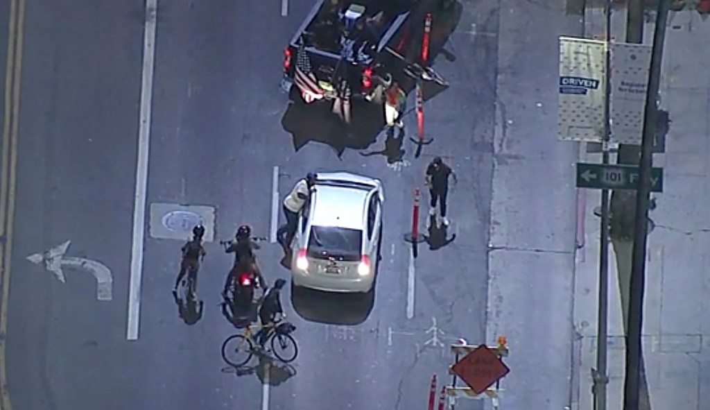 Drivers and protesters have violent altercations during Hollywood protest: Video