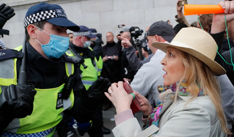 ‘We do not consent’: Police shut down anti-lockdown rally in London