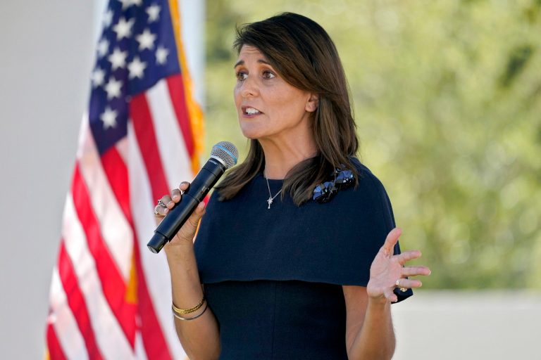 Former U.N. Ambassador Nikki Haley speaks while campaigning for U.S Sen. Martha McSally, R-Ariz., Monday, Oct. 12, 2020, in Scottsdale, Ariz.
