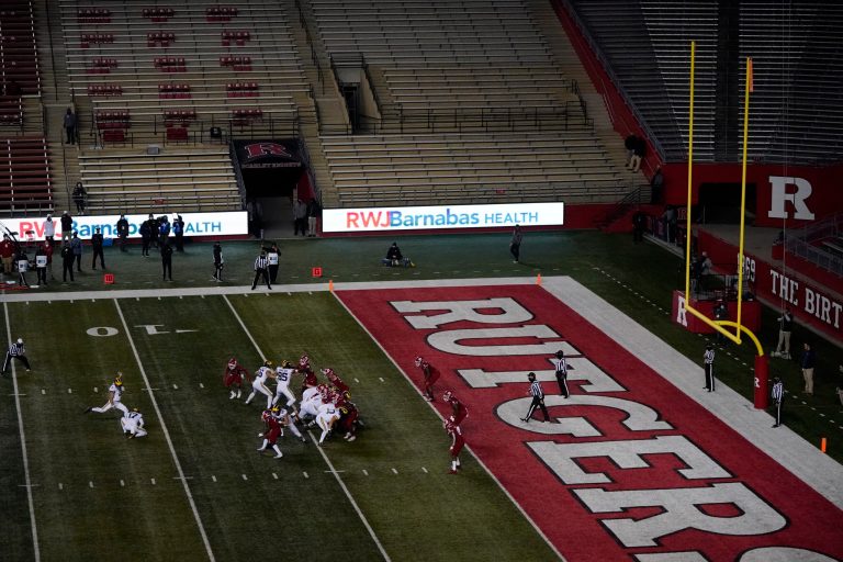 NCAA college football game against Rutgers Saturday, Nov. 21, 2020, in Piscataway, N.J. Michigan won 48-42. (AP Photo/Frank Franklin II)