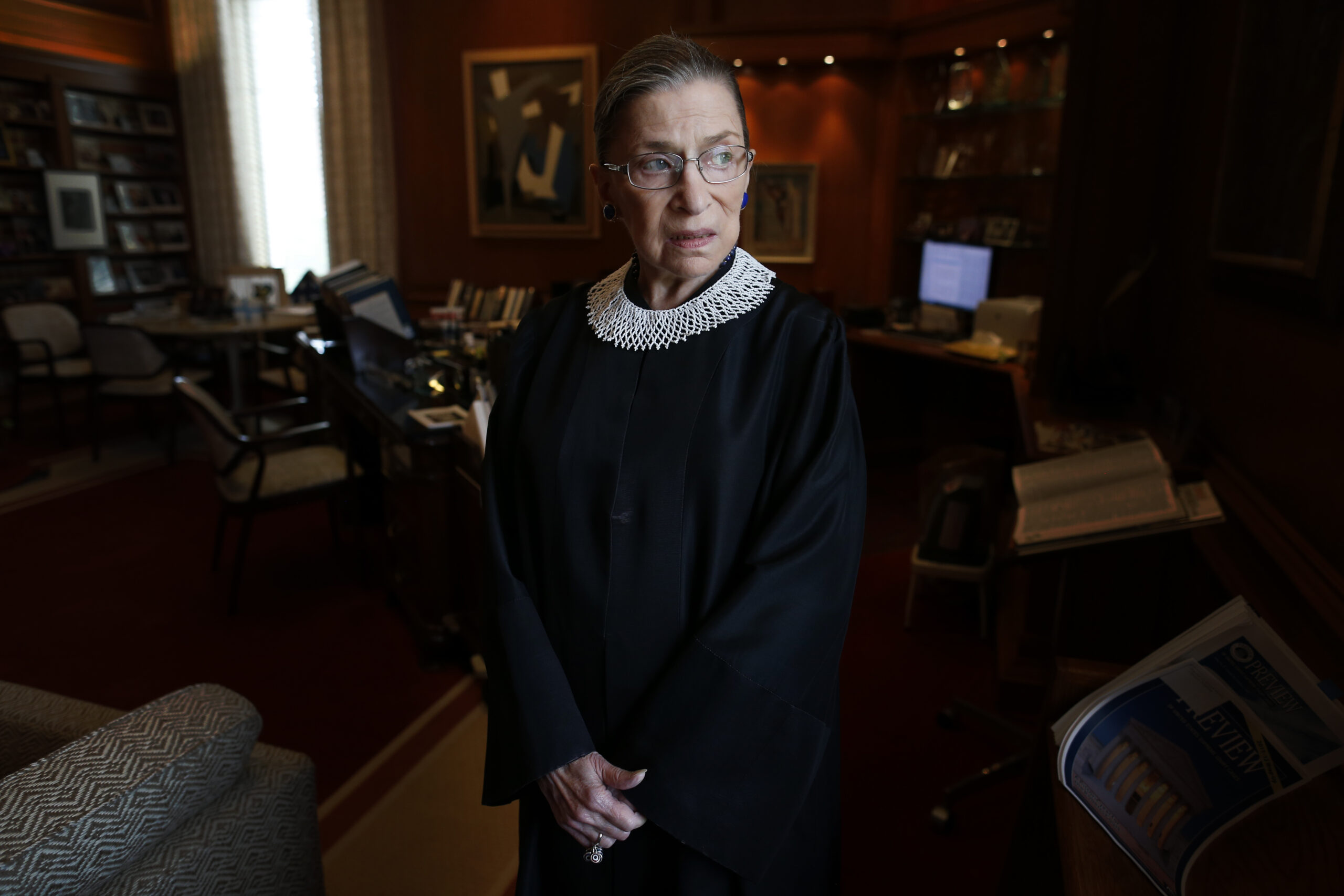 Ruth Bader Ginsburg’s dissent collar and other memorabilia donated to Smithsonian