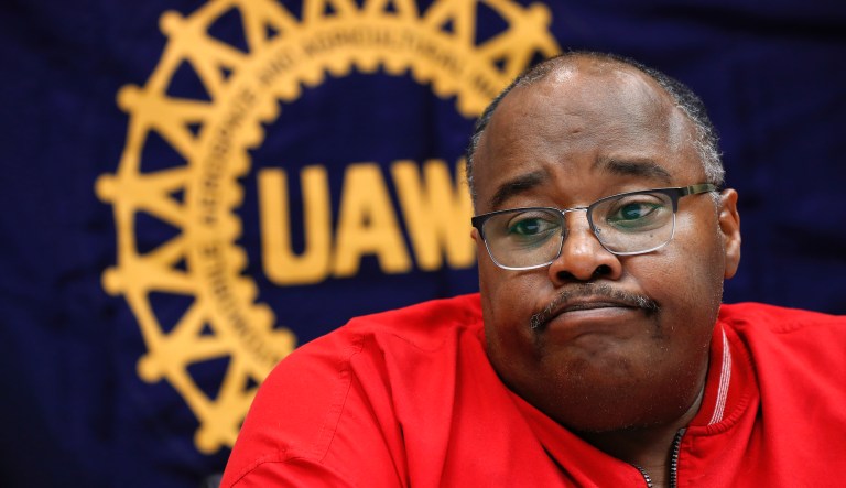 Rory Gamble, acting head of the United Auto Workers union answers questions in Southfield, Mich., Wednesday, Nov. 6, 2019.