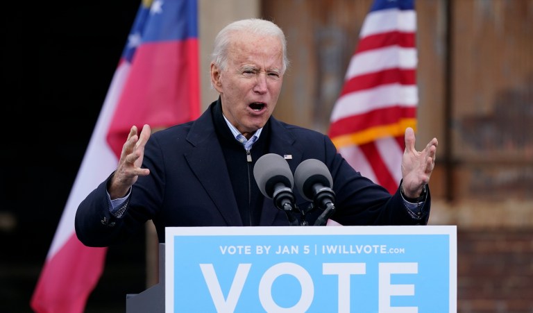 Biden mum on Trump election call as he urges Georgia Democrats to vote in the Senate runoffs