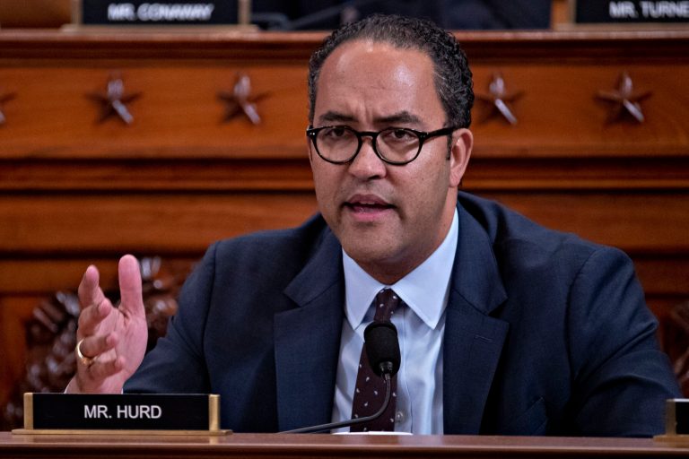 FILE - Rep. Will Hurd, R-Texas, a member of the House Intelligence Committee, speaks during a public impeachment hearing of President Donald Trump on Capitol Hill in Washington. (Andrew Harrer/Pool Photo via AP, File)