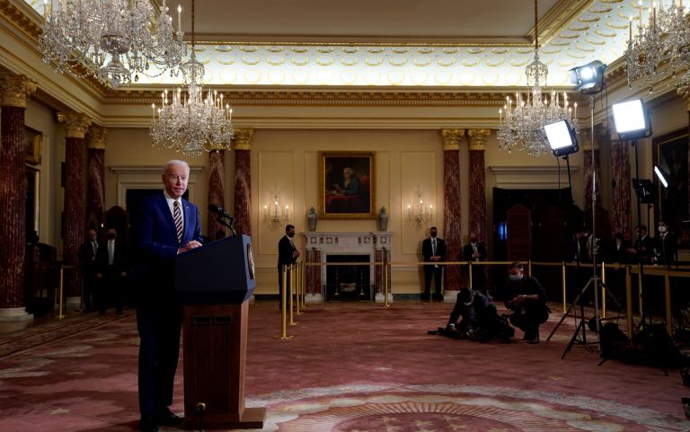 President Joe Biden delivers a speech on foreign policy, at the State Department, Thursday, Feb. 4, 2021, in Washington.