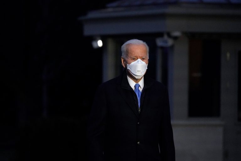 President Joe Biden walks towards members of the media before boarding to Marine One on the South Lawn of the White House, Friday to Marine One for a flight to Camp David.