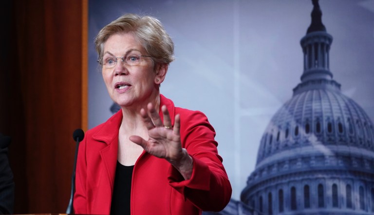 Sen. Elizabeth Warren, D-Mass., speaks during a news conference on Capitol Hill in Washington, Monday, March 1, 2021, to unveil a proposed Ultra-Millionaire Tax Act.
