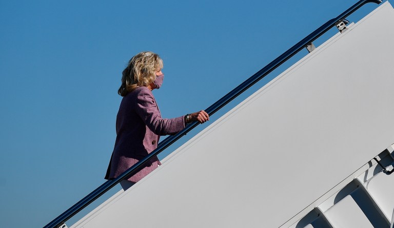 Jill Biden takes school reopening tour flanked by teachers’ union bosses