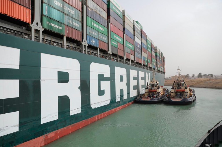 Container ship stuck in Suez Canal freed