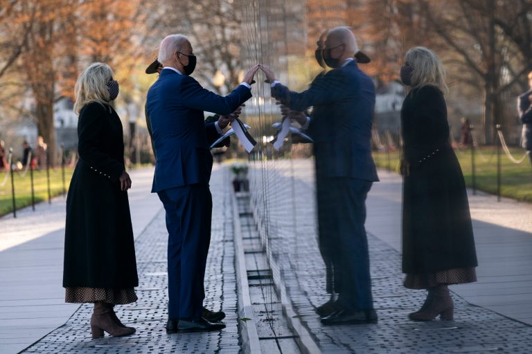 Biden and first lady visit memorial on Vietnam War Veterans Day