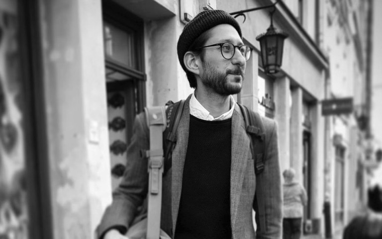 This photo provided by Bryan Fenster shows his brother Danny Fenster in September of 2019 in KrakÃ³w, Poland. (Photo courtesy Byron Fenster via AP)