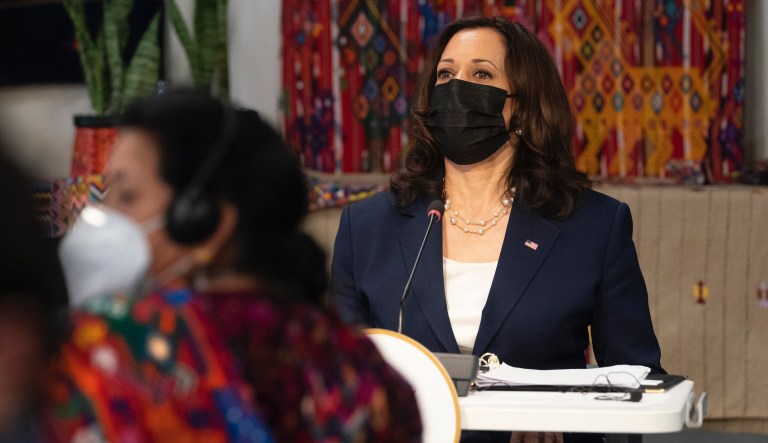 Vice President Kamala Harris attends a meeting with Guatemalan community leaders, at the Universidad del Valle de Guatemala, Monday, June 7, 2021, in Guatemala City.                                                                                                                                                                                                                                                                                                                                                                                                                                                                                                                                                                                                                                                                                                                                                                                                                                                                                                                                                                                                                                                                                                                                                                                                                                                                                                                                                                                                                                                                                                                                                                                                                                                                                                                                                                                                                                                                                                                                                                                                                                                                                                                               
