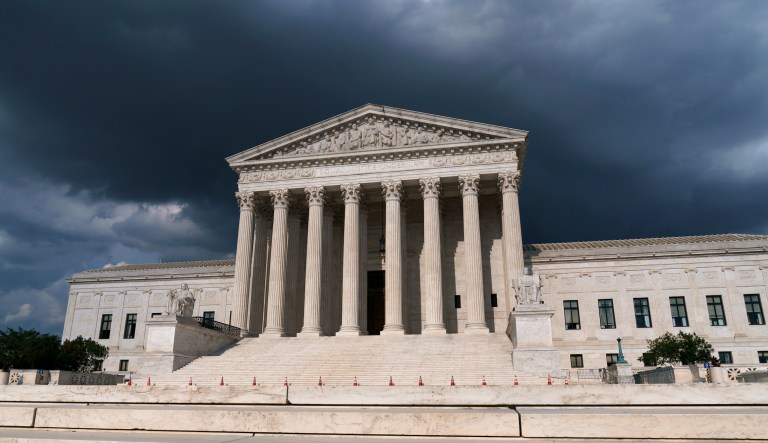The Supreme Court is seen under threatening skies in Washington, Tuesday, June 8, 2021.