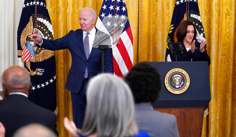 Biden and Harris stress history education as Juneteenth becomes federal holiday