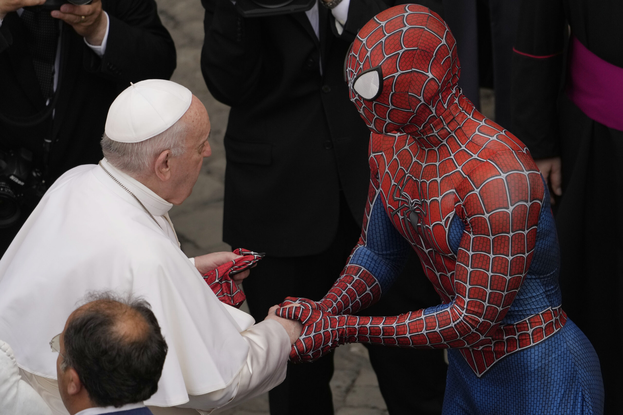Pope Francis meets Spider-Man