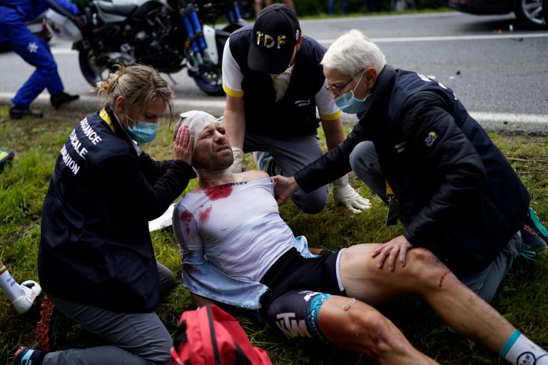 Fan’s sign causes major pileup at Tour de France