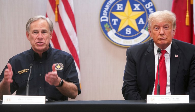 Former President Donald Trump and Texas Gov. Greg Abbott.