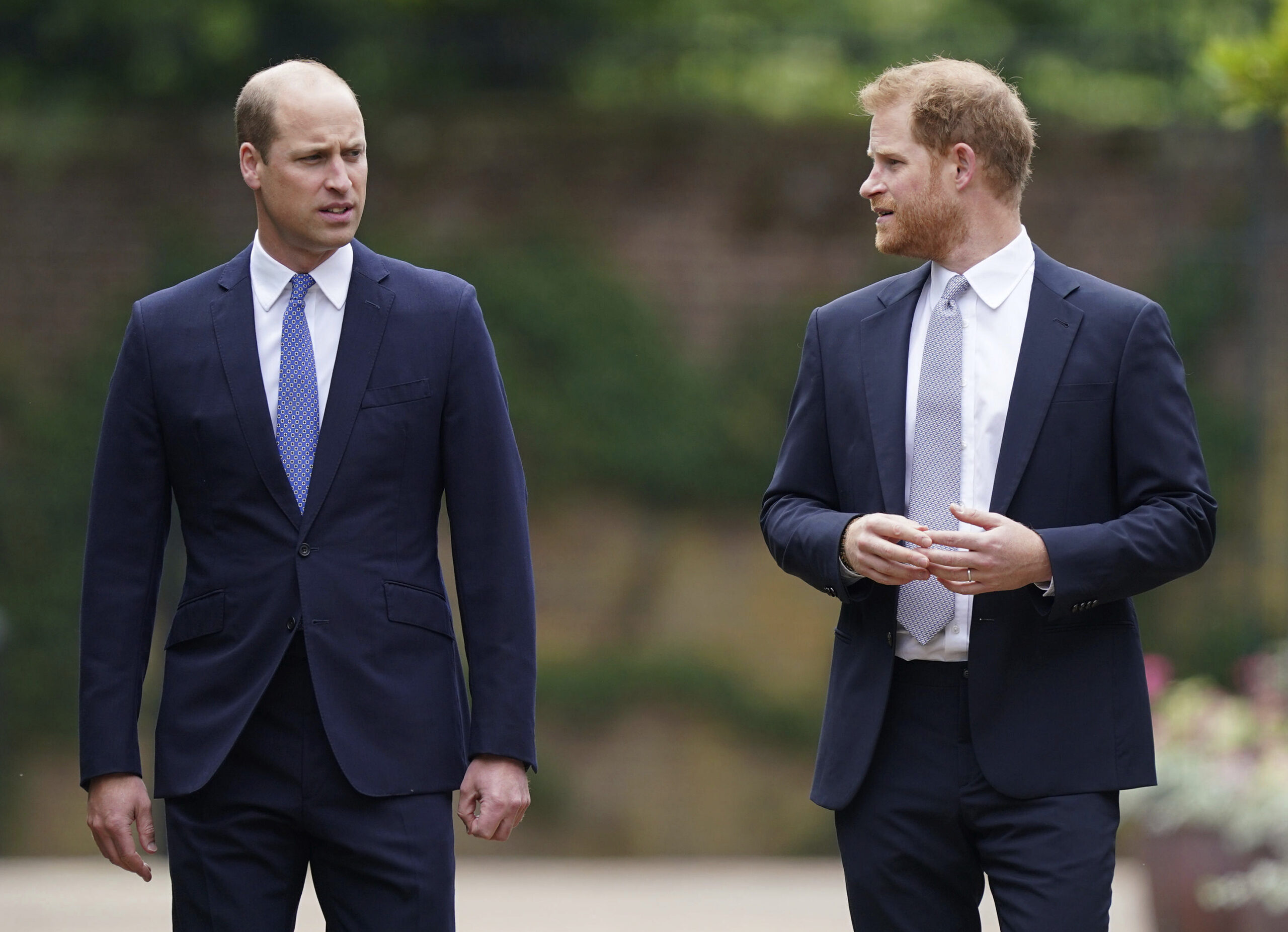 Prince William and Prince Harry arrive for the statue unveiling