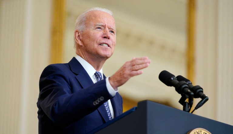 President Joe Biden speaks about the bipartisan infrastructure bill from the East Room of the White House in Washington, Tuesday, Aug. 10, 2021. With a robust vote after weeks of fits and starts, the Senate approved a $1 trillion bipartisan infrastructure plan on Tuesday, a rare coalition of Democrats and Republicans joining to overcome skeptics and deliver a cornerstone of President Joe Bidenâs agenda.