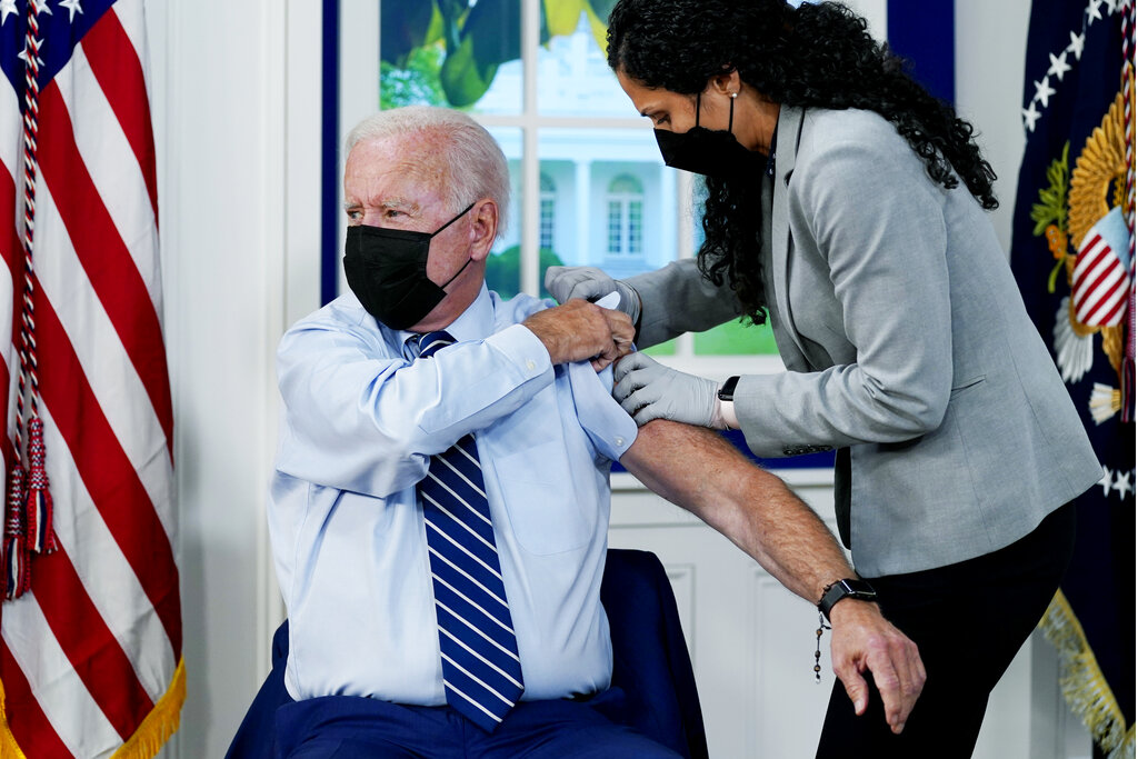 Biden receives COVID-19 booster shot on camera to lobby support for rollout