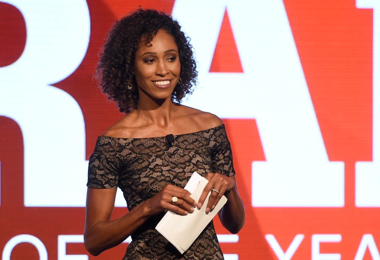 In this July 11, 2017, file photo, Sage Steele speaks at the 15th annual High School Athlete of the Year Awards in Marina del Rey, Calif. 